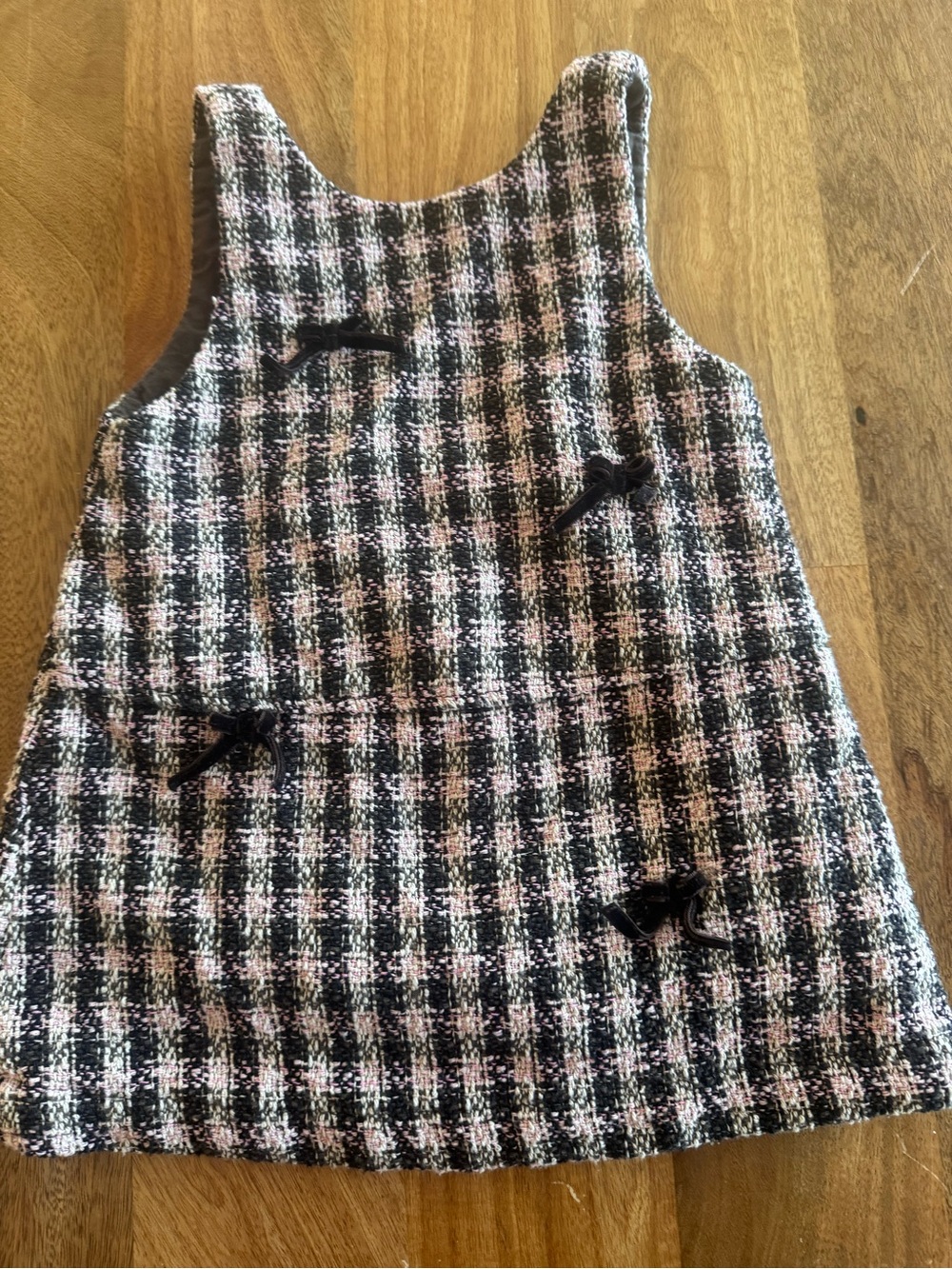 Zara toddler dress- pink and brown Plaid Tweed
